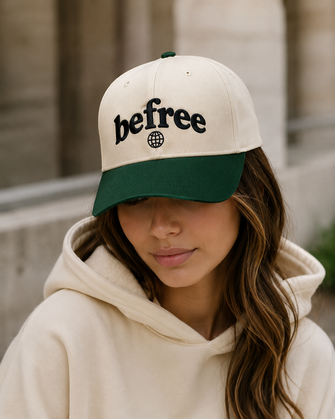 BE FREE Oversized Tee Black Globe - back view showing BE FREE globe graphic