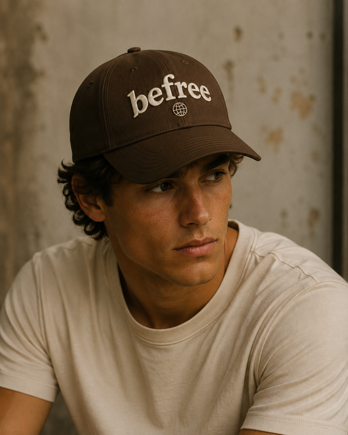 befree Cap Black - man wearing black cap with befree embroidery